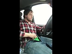 Jerking cock while driving in my car