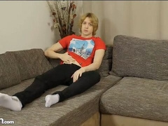 Johannes Lars moans as he jerks off with legs spread