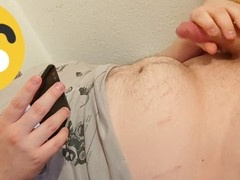 Wild self-pleasure session results in a messy cumshot on my own body