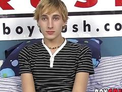 Blond twink dildo fucking himself during solo masturbation