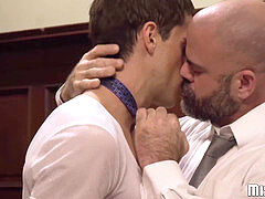 Daddy eats out bulls eye of obedient twink and drills him