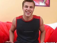 Handsome jock tugs on his throbbing dick