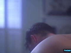 Watch this horny twink bareback his big dick and take a hot load on his face