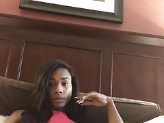 Black girl strokes her delicious big chocolate candy bar