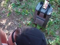 Tony drink urinate and gag on spear in public outdoors. NB! Lots and lots of pee.