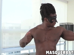 Dangled dark-hued homosexual pounds a pocket vag and faps monster manmeat