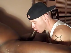 BBC sucker takes the load in his mouth and swallows CIM