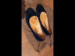 Cum on GF Blue Flat Ballerinas (8. Shot)