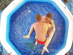 5 oiled muscle boys wrestle and jerk off