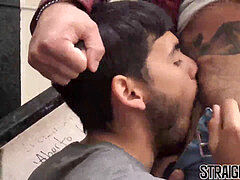 Latino straighty arched over for moist doggy style sex