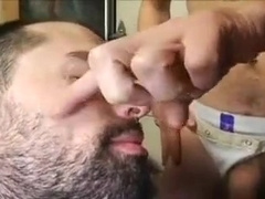 Horny cocksucker swallows cum