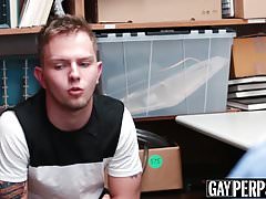 Inked shoplifter cums hard while being fucked raw and deep