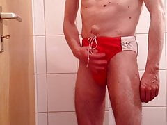 guy in red speedo and show his cock