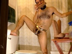 Purity slave rides fat dildos in the bathroom