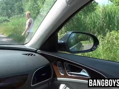 Blond hottie swallows whole my erect dick before anally pounding him