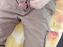 fat man jerking off rope tied cock