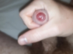 Scally chav jerking his precum uncircumcised dinky. Jism all over him