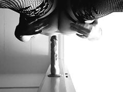Virgin fucking dildo in doorway