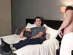 senior dad bends his lil' son-in-law over his knee and delivers a hard spanking before pulling down the boy’s pants and sticking his fingers in