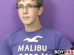 Jockstrap glasses twink Tommie Reed hot solo masturbation