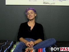 Cute twink toys with his big fat dong and moans for us too