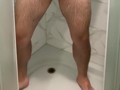 The Man Trims Pubis and Nads. Wanking off in the Bathroom
