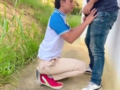 Road trip with beautiful young man Dilan Castro ends in a hot gay creampie