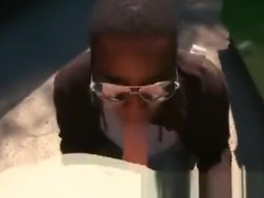 Amateur guy gets a blowjob from black dude in reality public sex