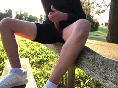 super-naughty dude wanks off two times in a row on a active road