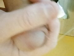 Spitting on my big and hot cock to tease my tranny girlfriend