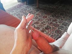 Sounding my small slave's cock