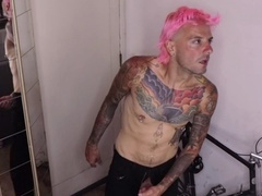 Gay tattooed, pastel, big white dick