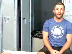 Scott Riley grasps his lubricated-up hard-on and starts jacking