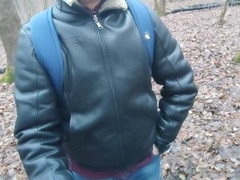 Handsome man explores gay fetish pleasures in the forest