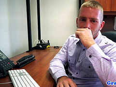 guy chief pokes hunk on top of desk