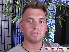 Marine Easton covers his fist in cum.