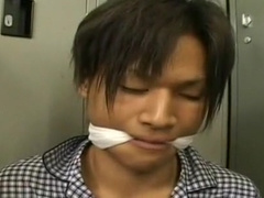 Japanese boy bound and gagged and made to cum