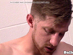 endowed grizzly jerks out milky cum in lockerroom