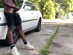 Neighbors observes me butst a sack of babymakers in the driveway