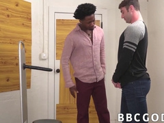 White dude dildo practicing before real black cock action