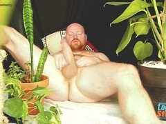 Watching porn and showing off my hairy manhood while jerkin' in the jungle