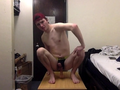 Twunk Sits on Fake Penis and Paws Man-Meat