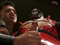 Horny gay lovers play BDSM game for thrilling orgasms