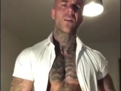 Sexy Tatted Stud Jerks Off Big Cock & Cums 2