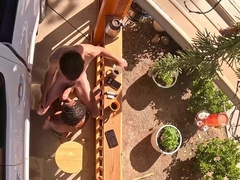 Man deep-throats off heterosexual whiteboy with large weenie!