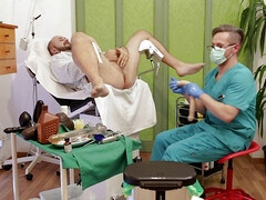 Pornstar Marcus Pollack on doctors gyno chair for extreme anal