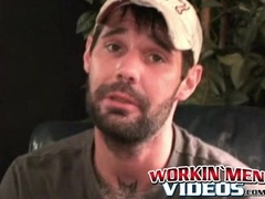 Inked amateur fondles his balls and jerks off until he cums