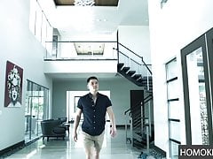 Party boys finding an empty room to fool arounds