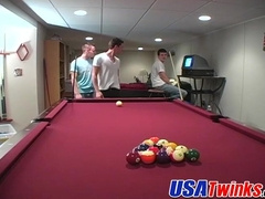 Gorgeous and horny big dick twink threesome sex in the pub