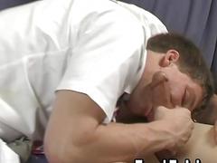 Handjob buddies swap sloppy blowjobs